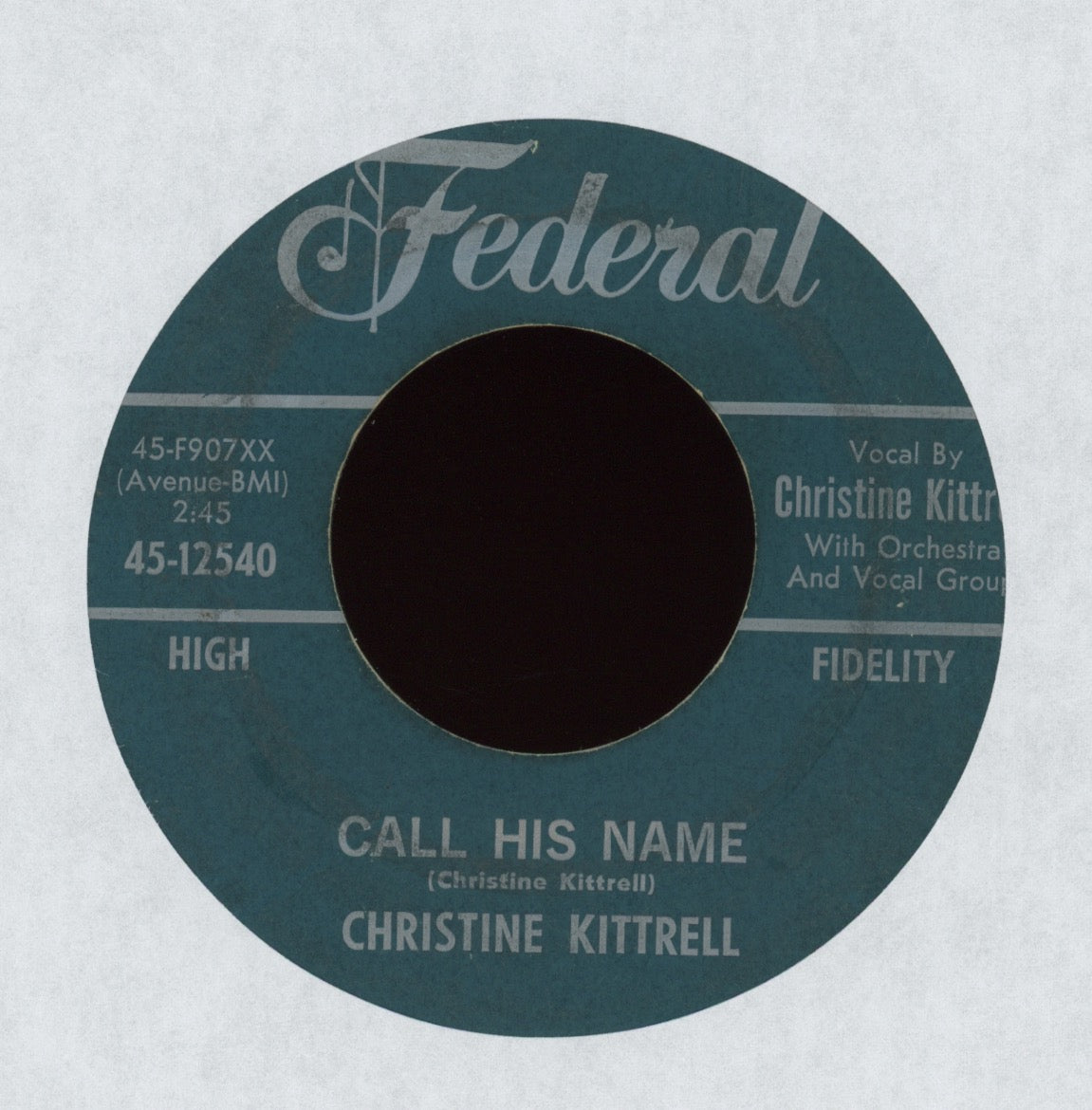 Christine Kittrell - Call His Name on Federal R&B 45
