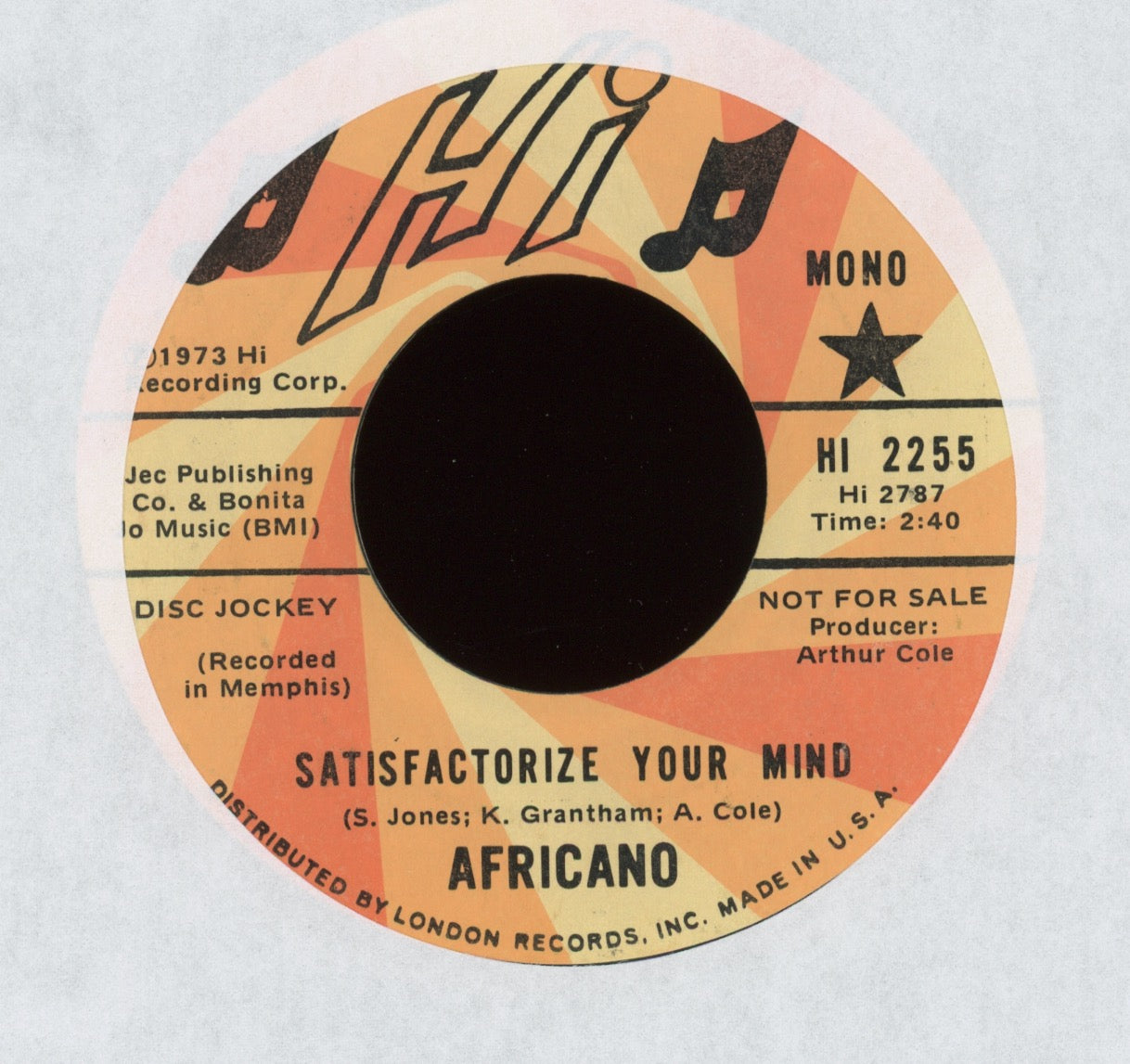Africano - Satisfactorize Your Mind on Hi Promo 70s Soul Funk 45