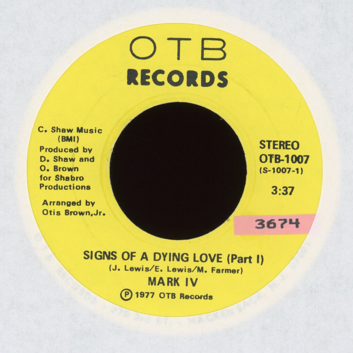 Mark IV - Signs Of A Dying Love on OTB 70s Soul Funk 45