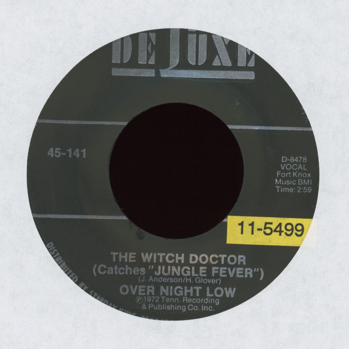 Over Night Low - The Witch Doctor (Catches Jungle Fever) on DeLuxe Funk 45
