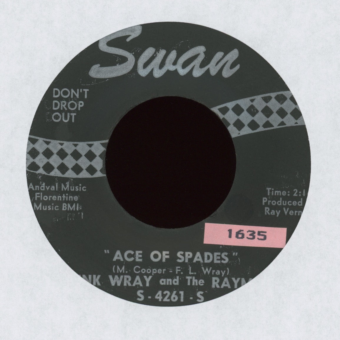 Link Wray And His Ray Men - Ace Of Spades on Swan Instro Rockabilly Surf 45