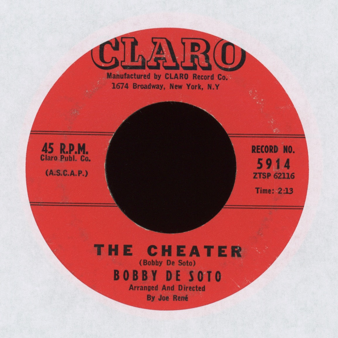 Bobby De Soto - The Cheater on Claro Rockabilly 45