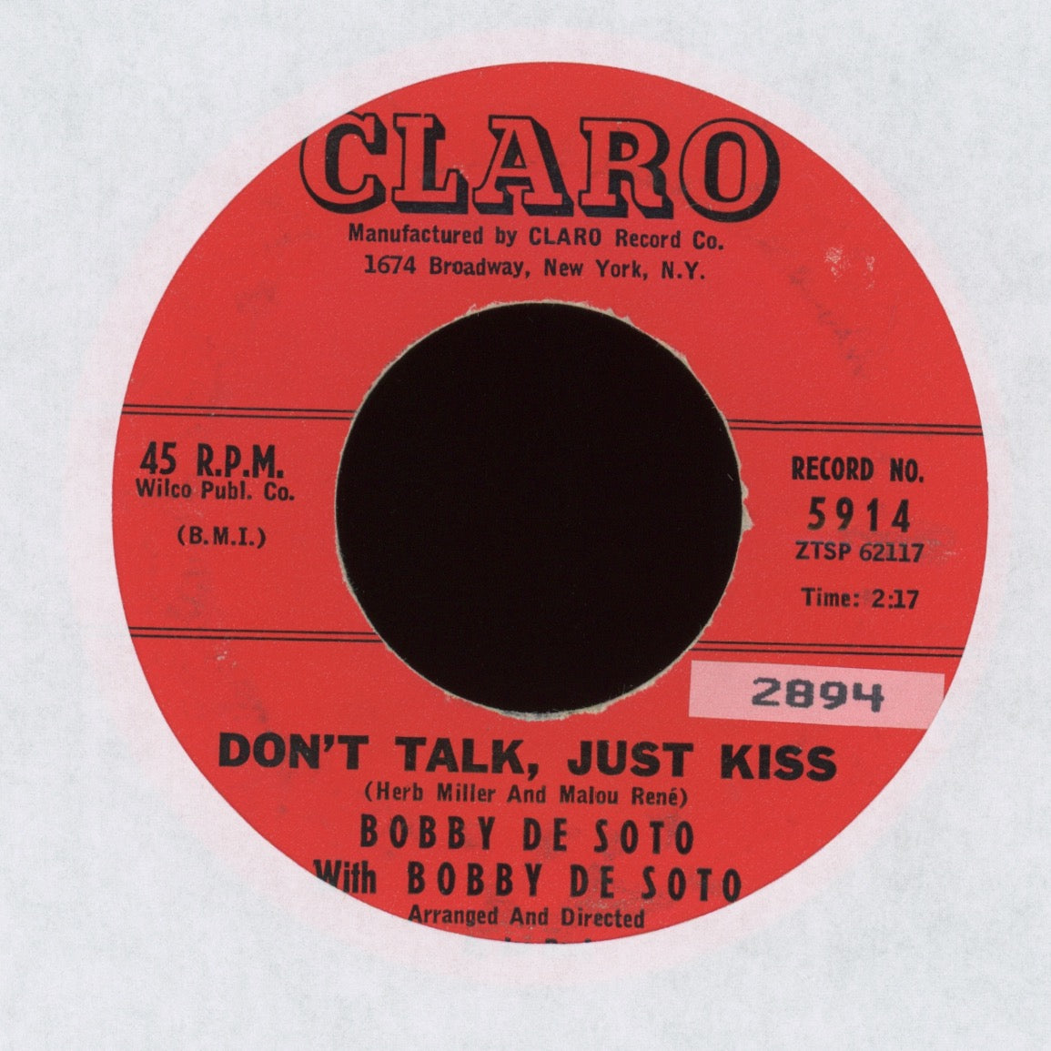 Bobby De Soto - The Cheater on Claro Rockabilly 45
