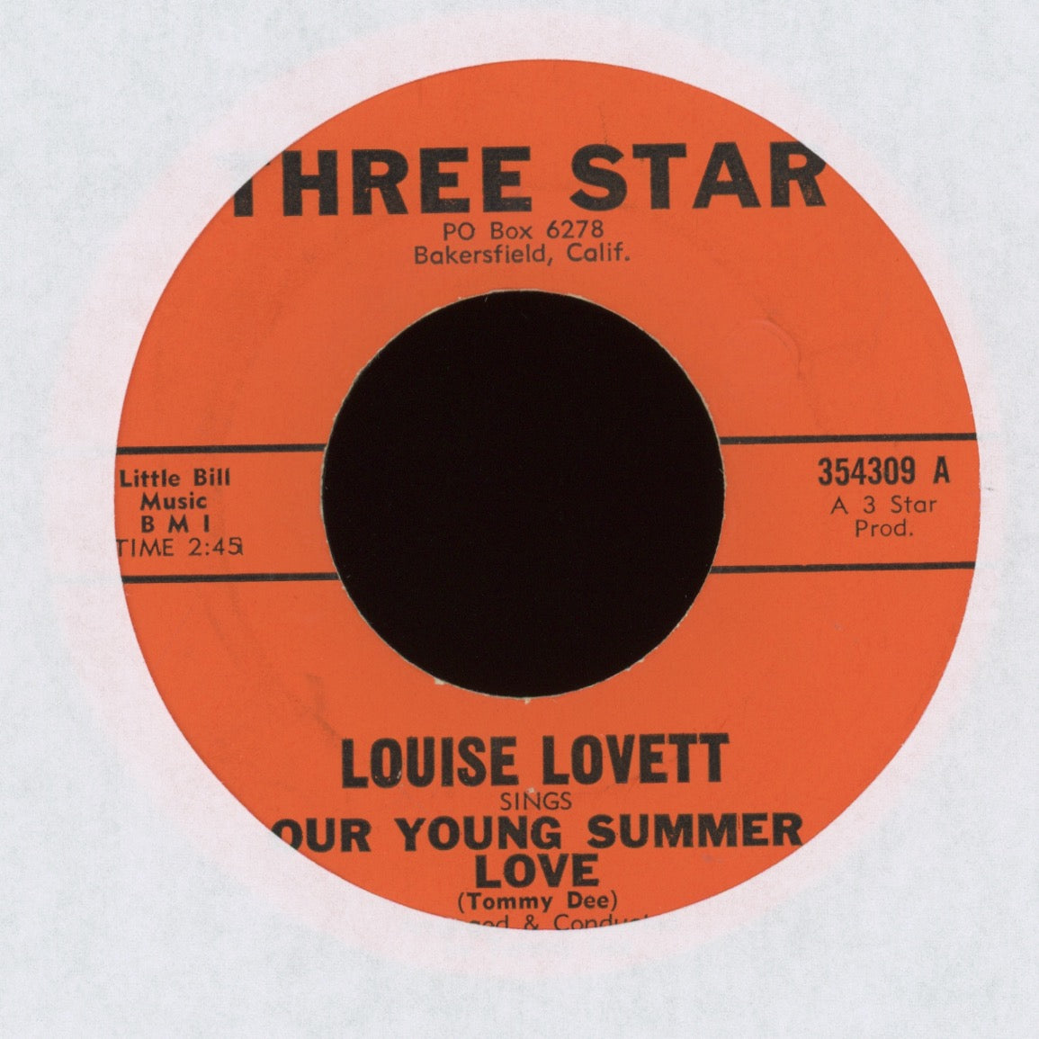 Louise Lovett - Our Young Summer Love on Three Star Teen Rocker 45