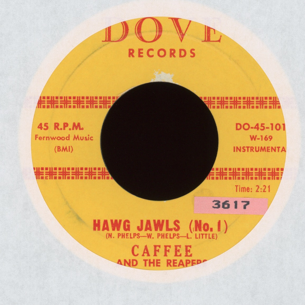 Caffee And The Reapers - Hawg Jawls (No. 1) on Dove Greasy Instro R&B 45