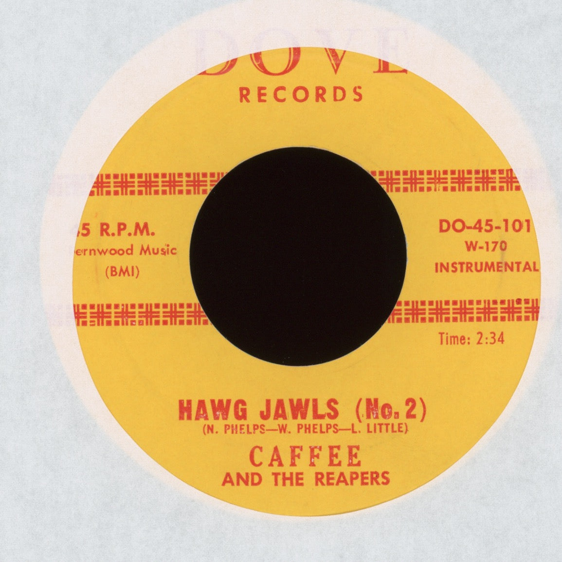 Caffee And The Reapers - Hawg Jawls (No. 1) on Dove Greasy Instro R&B 45
