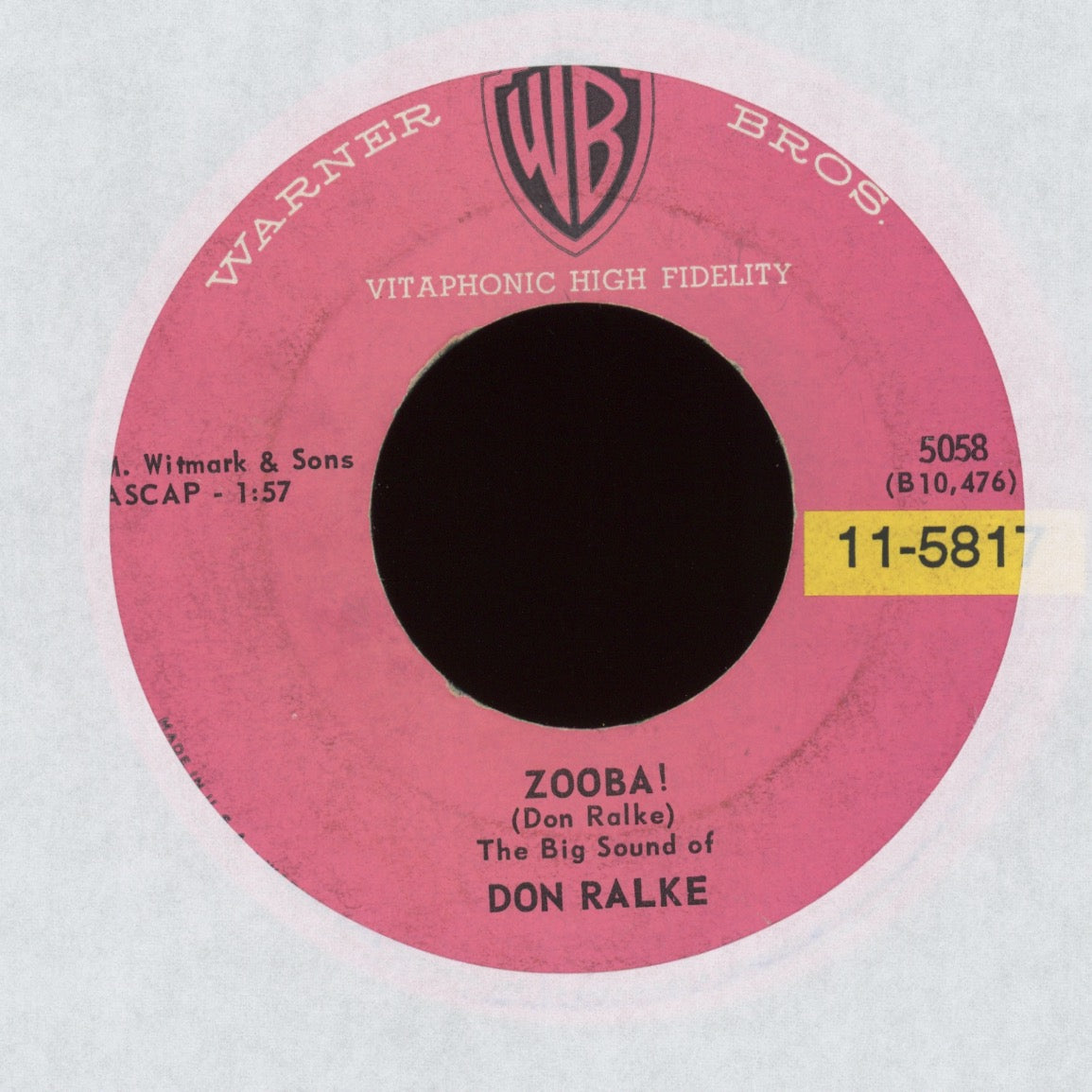 Don Ralke - Zooba! on Warner Bros Instro R&B Popcorn 45