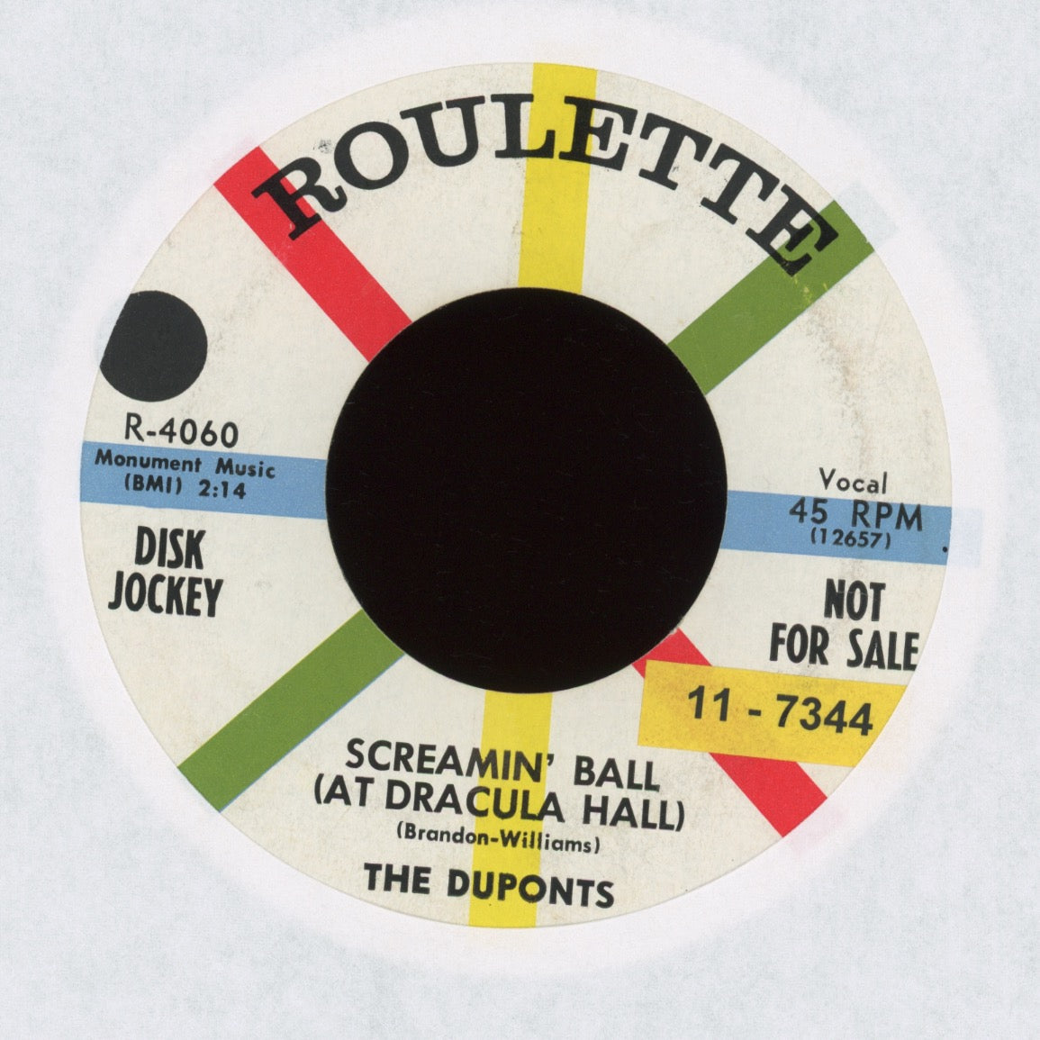 The Duponts - Screamin' Ball (At Dracula Hall)on Roulette Promo Halloween Horror R&B Doo Wop 45
