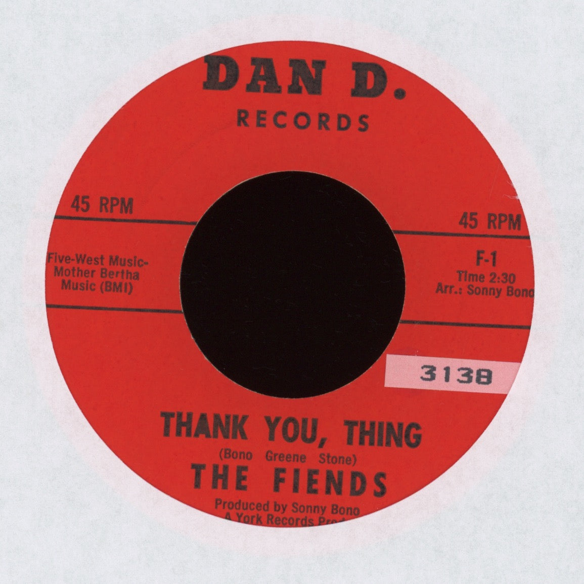 The Fiends - Thank You Thing on Dan D. Addams Family Halloween Rocker 1st Press 45