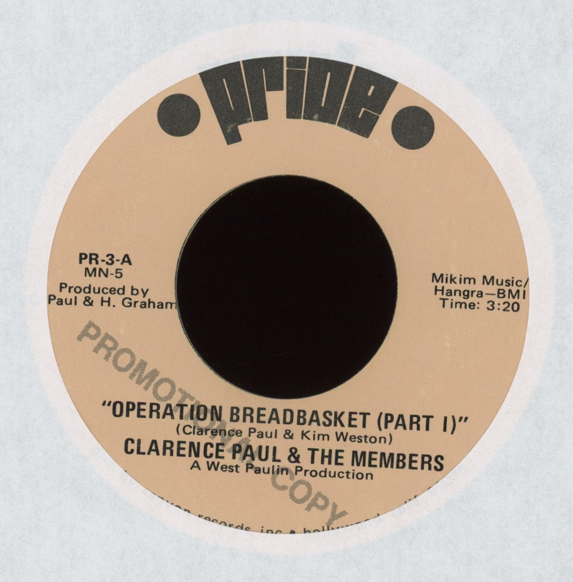 Clarence Paul & The Members - Operation Breadbasket on Pride Funk 45