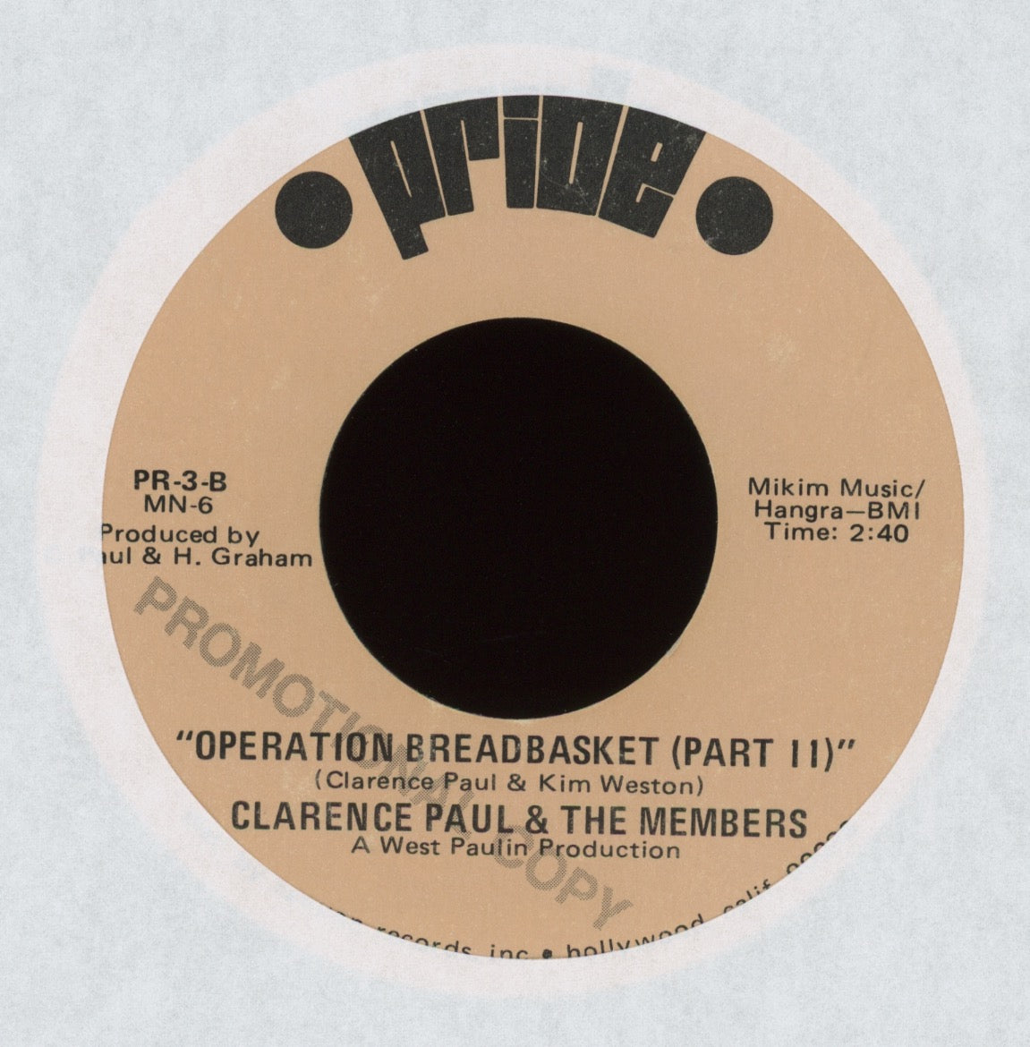 Clarence Paul & The Members - Operation Breadbasket on Pride Funk 45