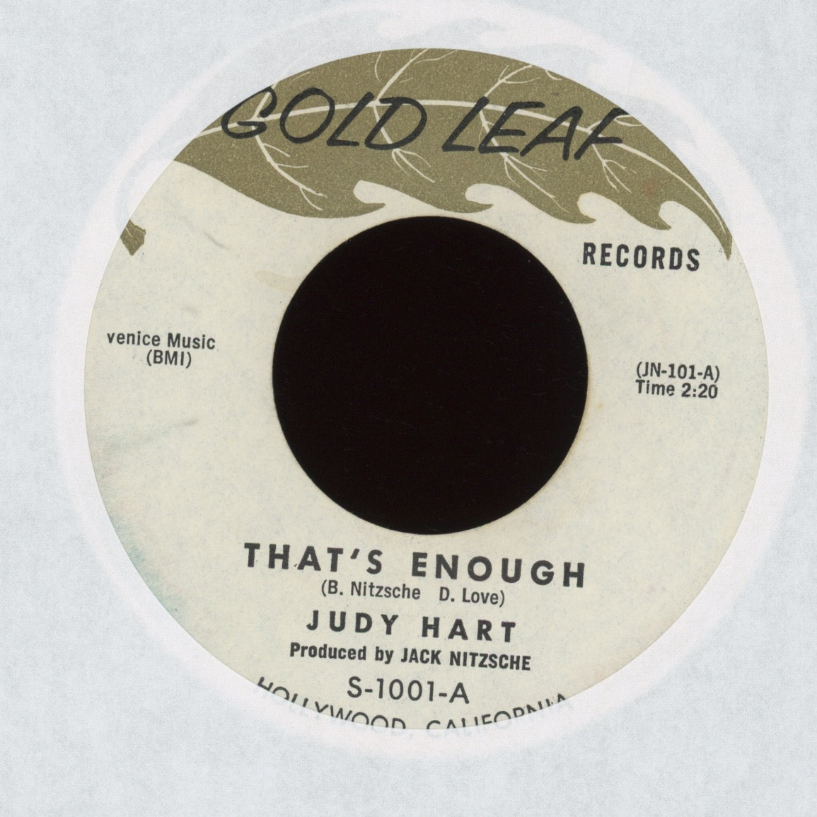 Judy Hart aka Judy Henske - That's Enough on Gold Leaf Northern Soul 45