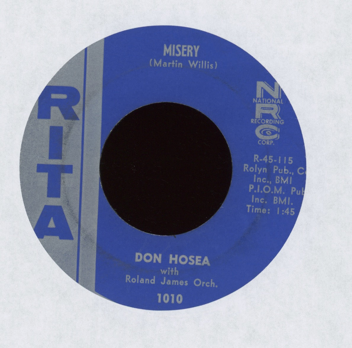Don Hosea - Misery on Hosea R&B Popcorn 45