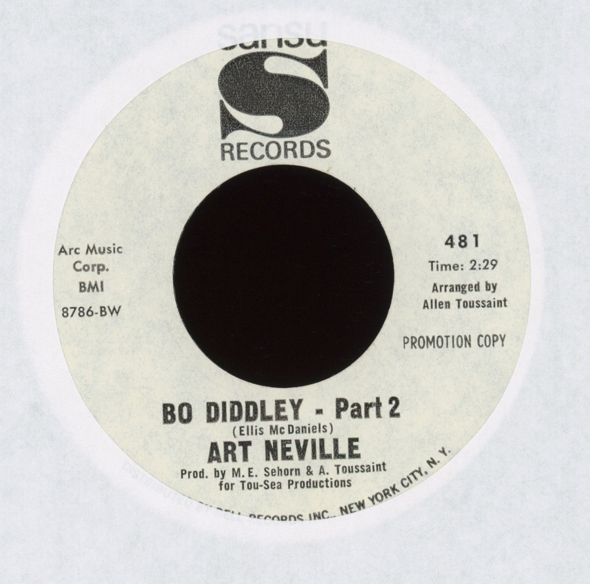 Art Neville - Bo Diddley on Sansu Promo Funk 45