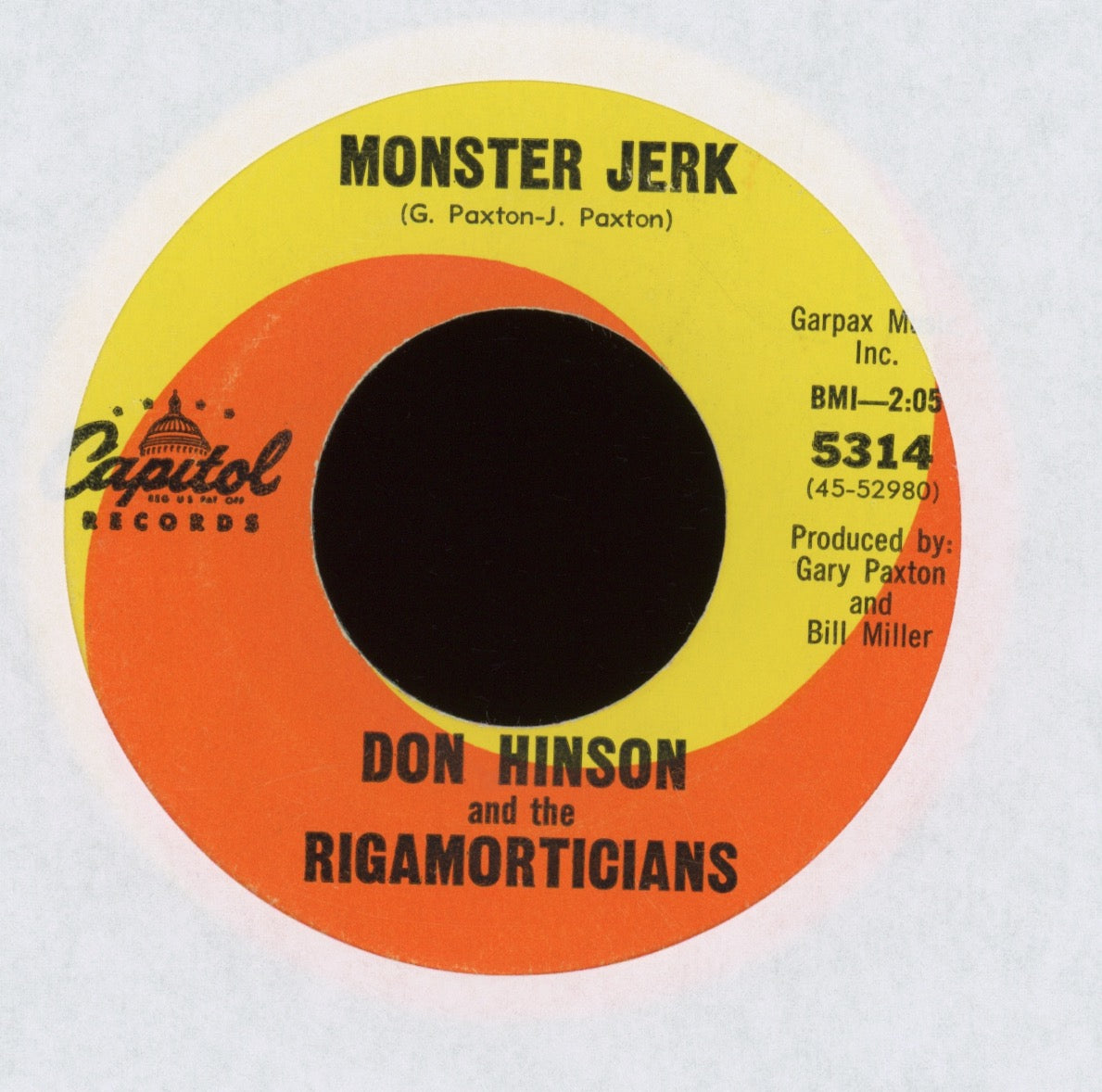 Don Hinson And The Rigamorticians - Monster Jerk on Capitol Halloween Horror 45