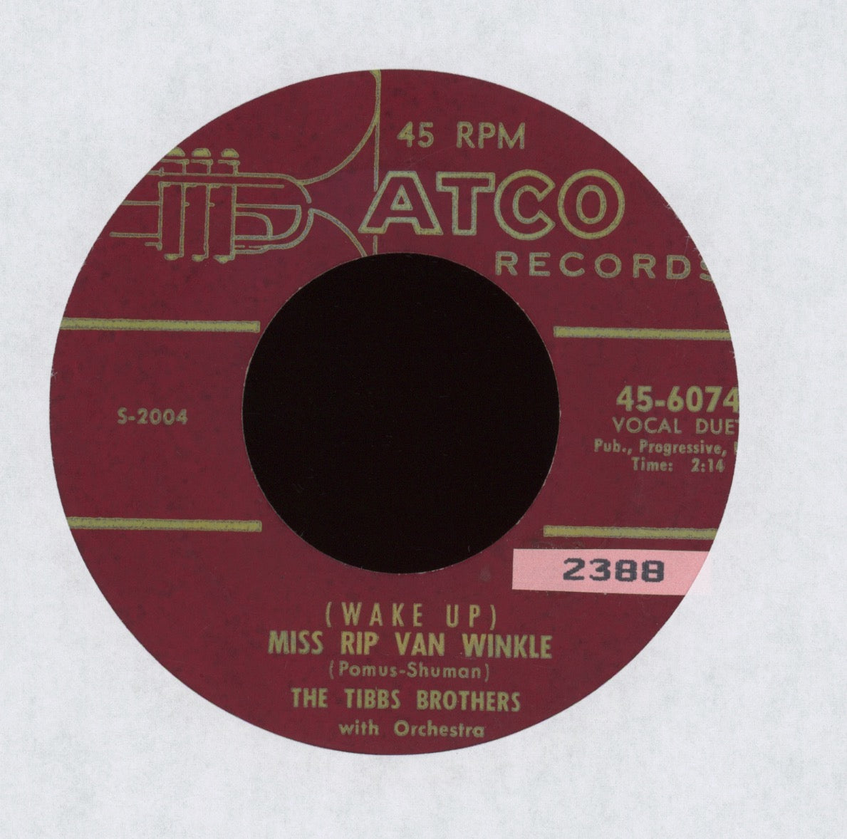 The Tibbs Brothers - (Wake Up) Miss Rip Van Winkle on Atco R&B Rocker 45