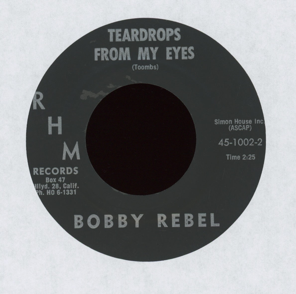 Bobby Rebel - Valley Of Tears on RHM Rockabilly Popcorn 45