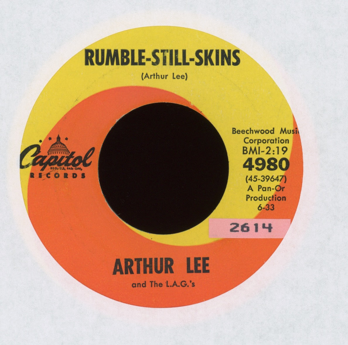 Arthur Lee & The L.A.G.'s - The Ninth Wave / Rumble-Still-Skins on Capitol Mod Surf 45