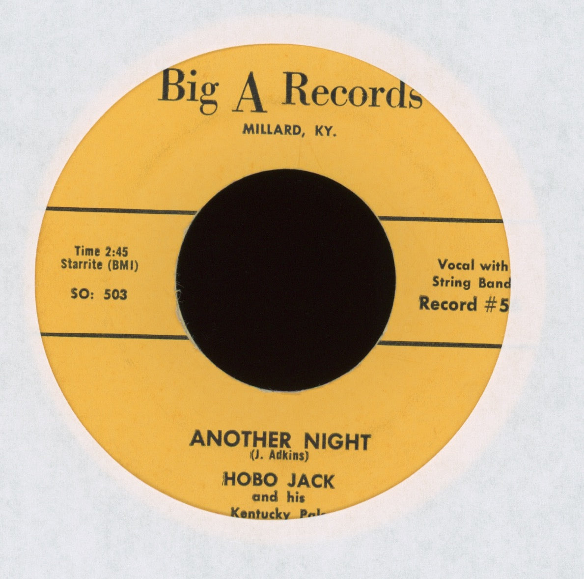 Hobo Jack And His Kentucky Pals - Another Night on Big A Hillbilly Bop 45