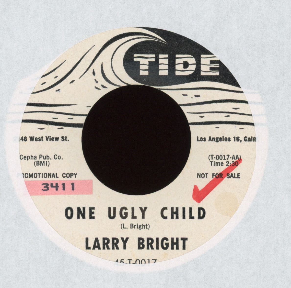 Larry Bright - One Ugly Child on Tide Promo R&B 45