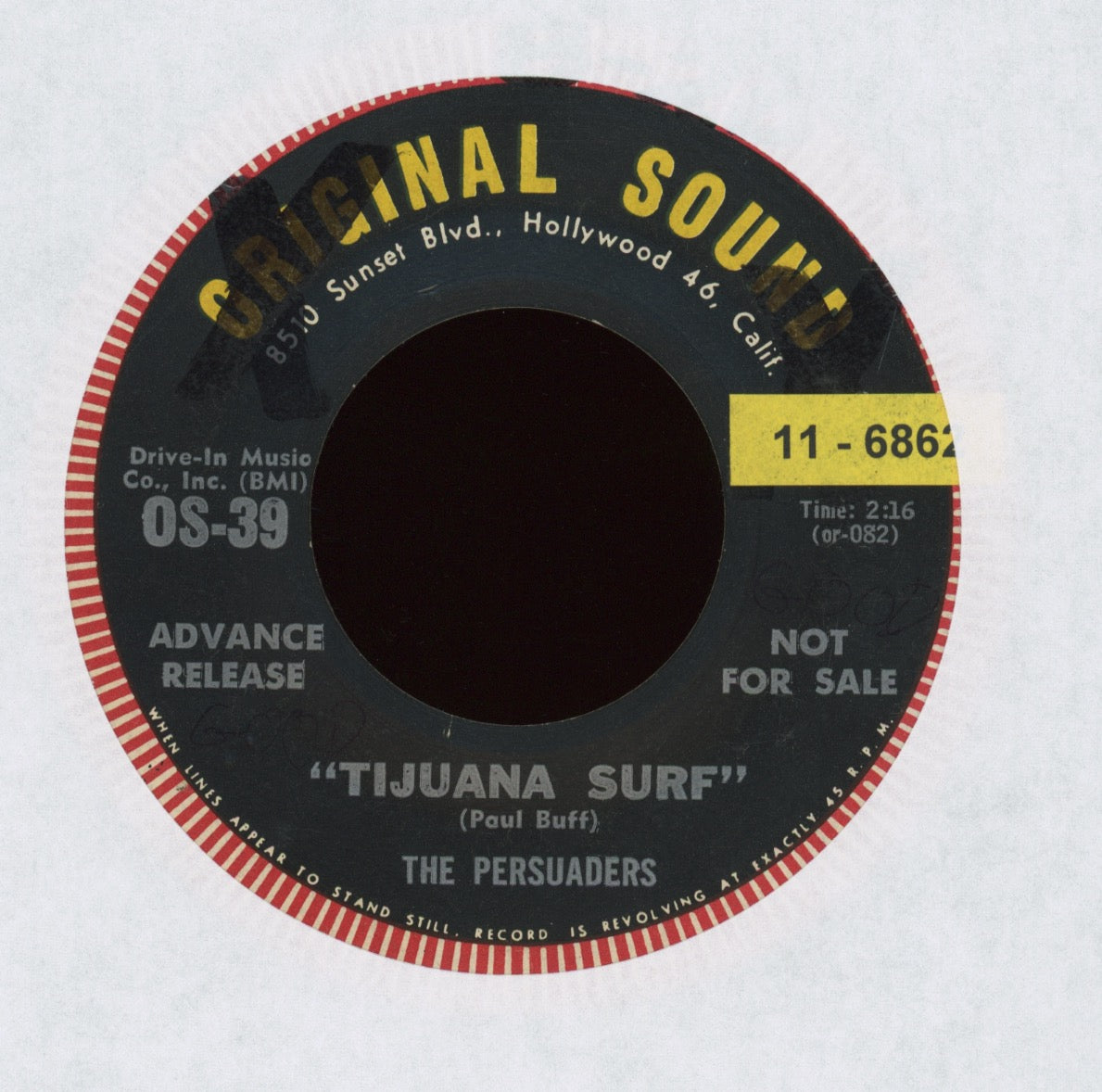 The Hollywood Persuaders - Tijuana Surf / Grunion Run on Original Sound Promo Surf 45 Frank Zappa