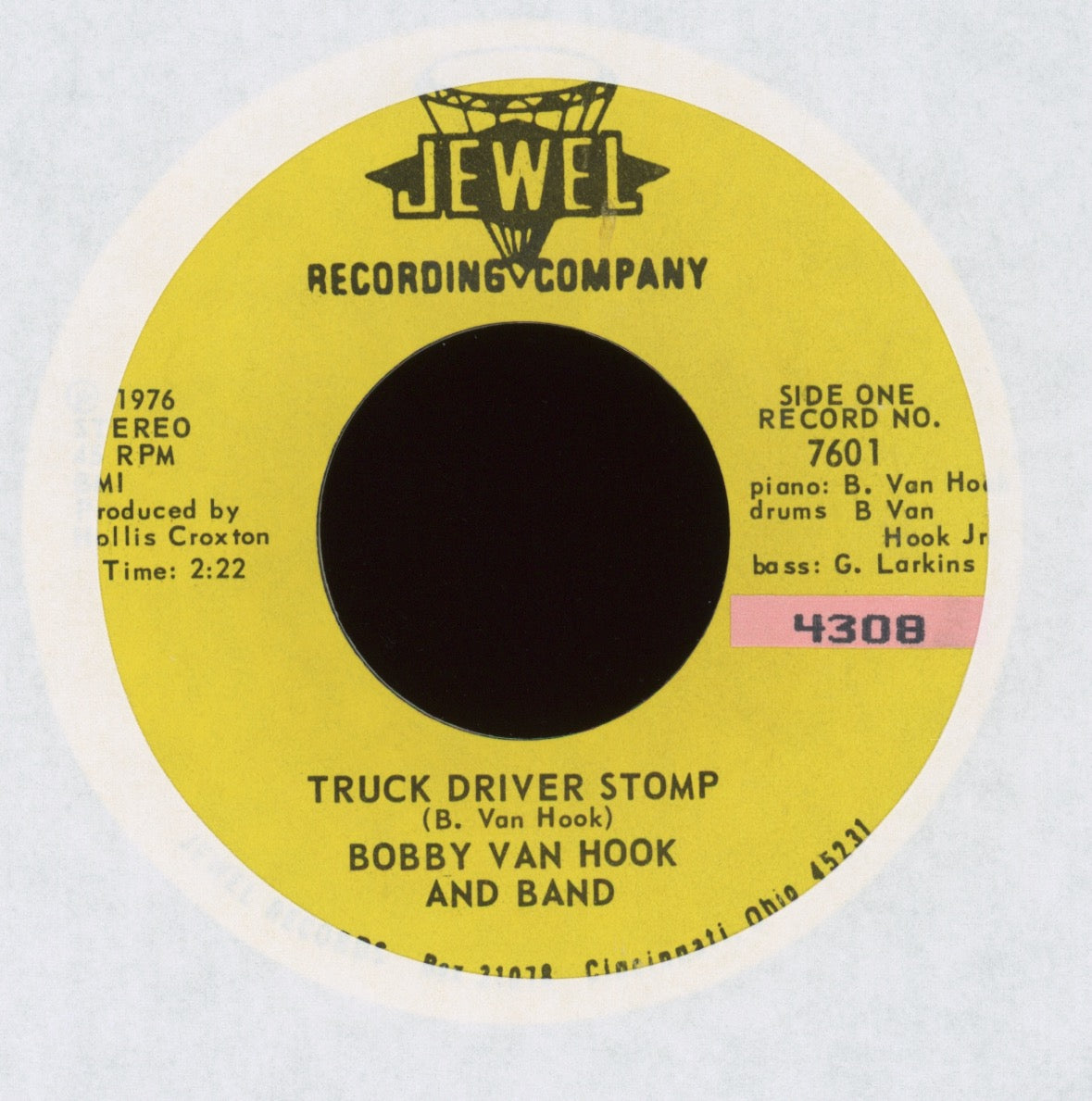 Bobby Van Hook And Band - Truck Driver Stomp on Jewel Rockabilly 45