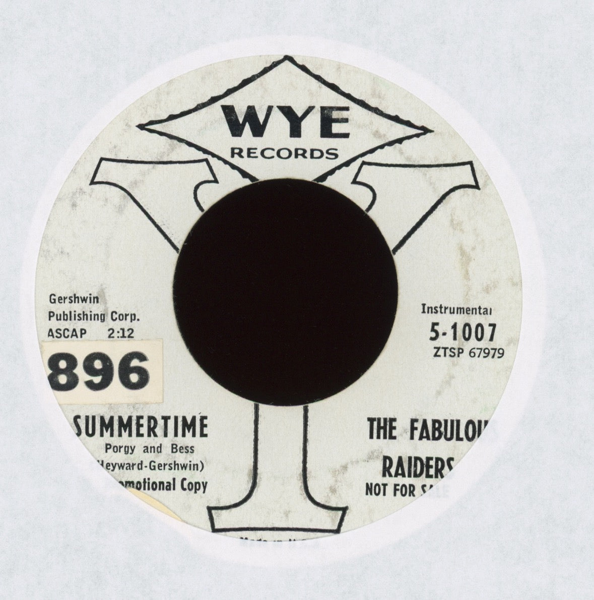 The Fabulous Raiders - Summertime / C. C. Rider on WYE Promo Instro R&B Mod Soul 45