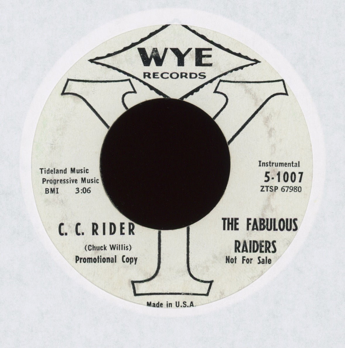 The Fabulous Raiders - Summertime / C. C. Rider on WYE Promo Instro R&B Mod Soul 45