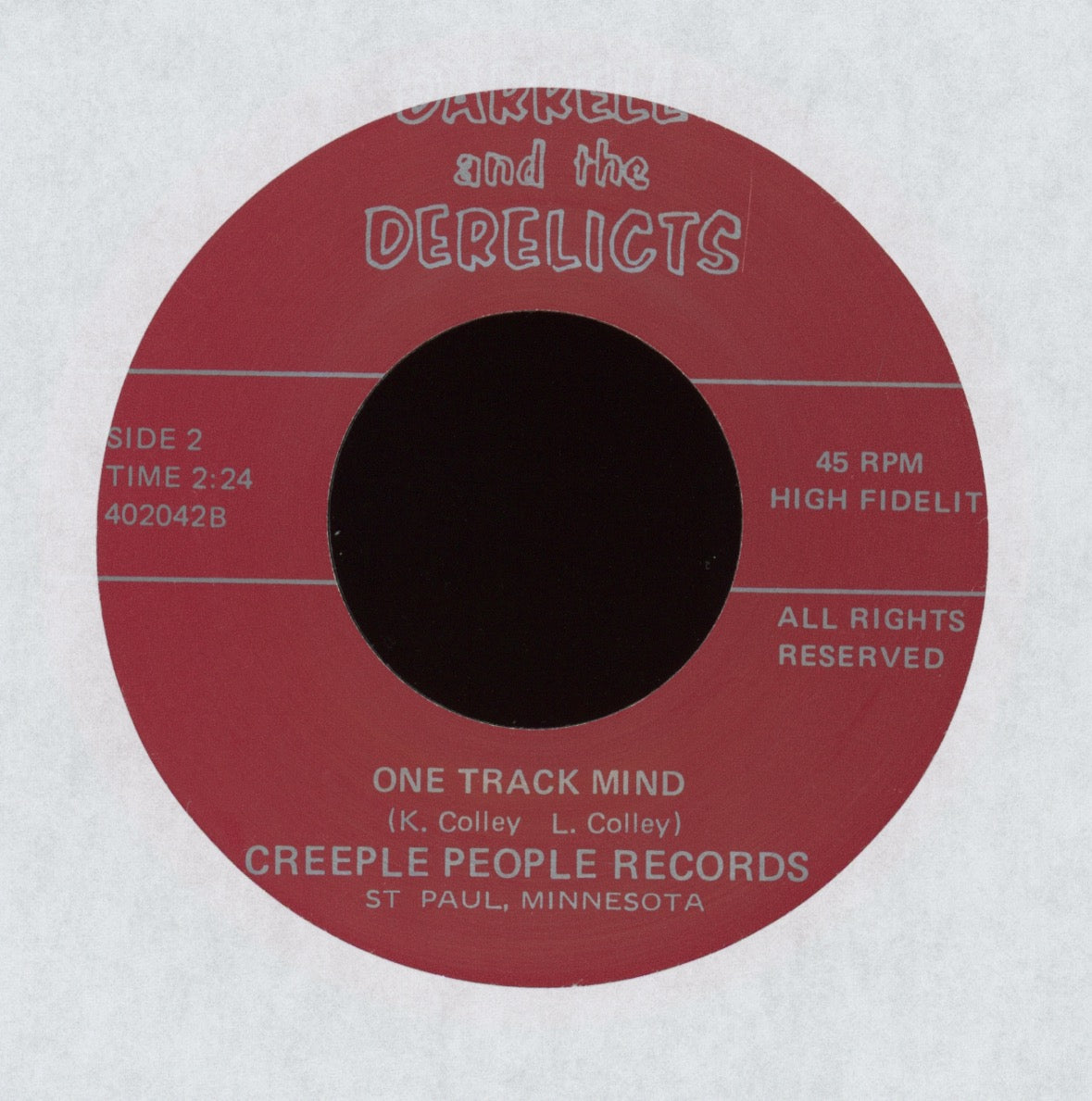 Darrell & The Derelicts - Cadillac on Creeple People Punk 7" With Picture Sleeve
