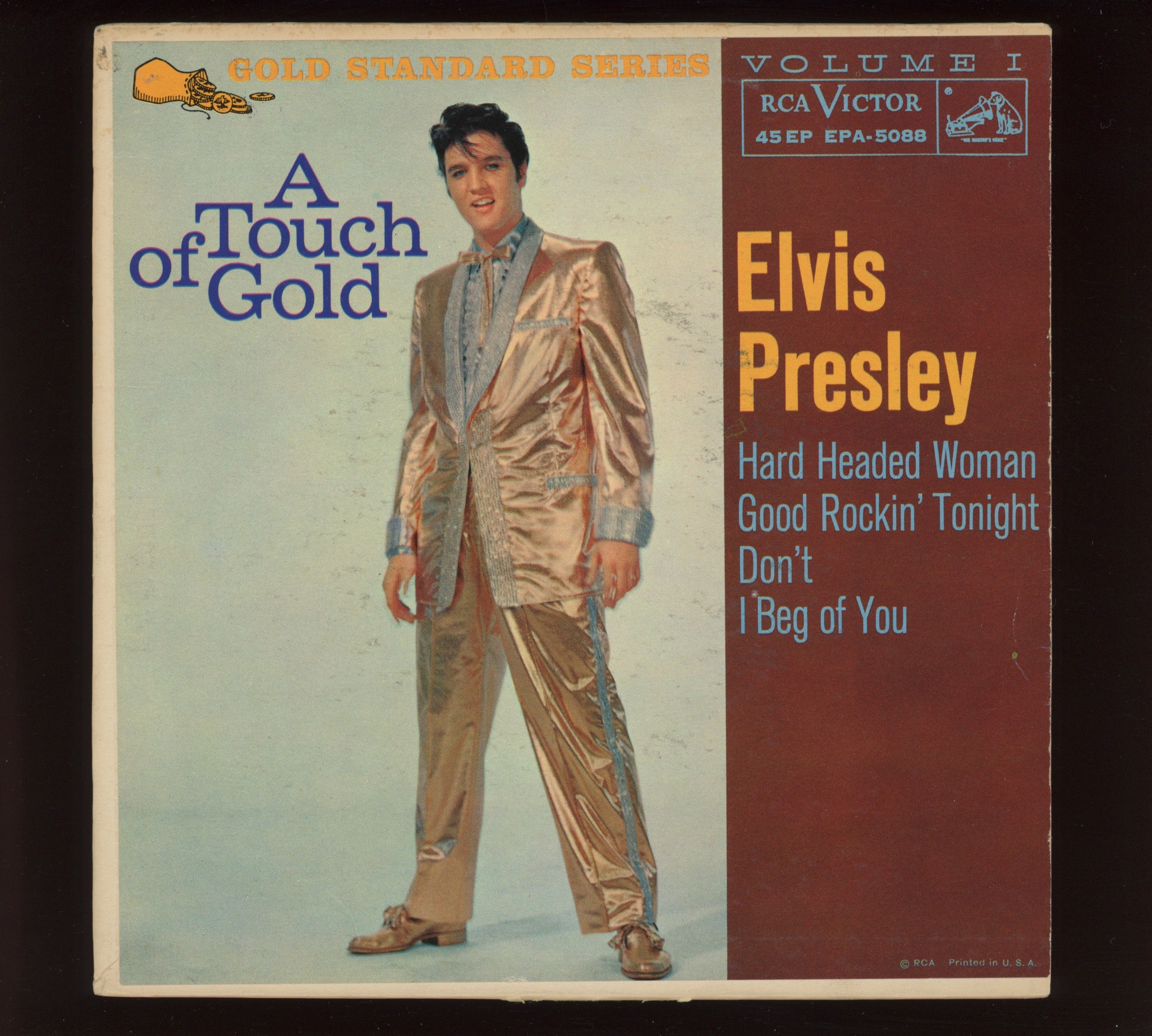 Elvis Presley - A Touch Of Gold Volume I on RCA EPA-5088 Maroon Label EP 45 With Cover