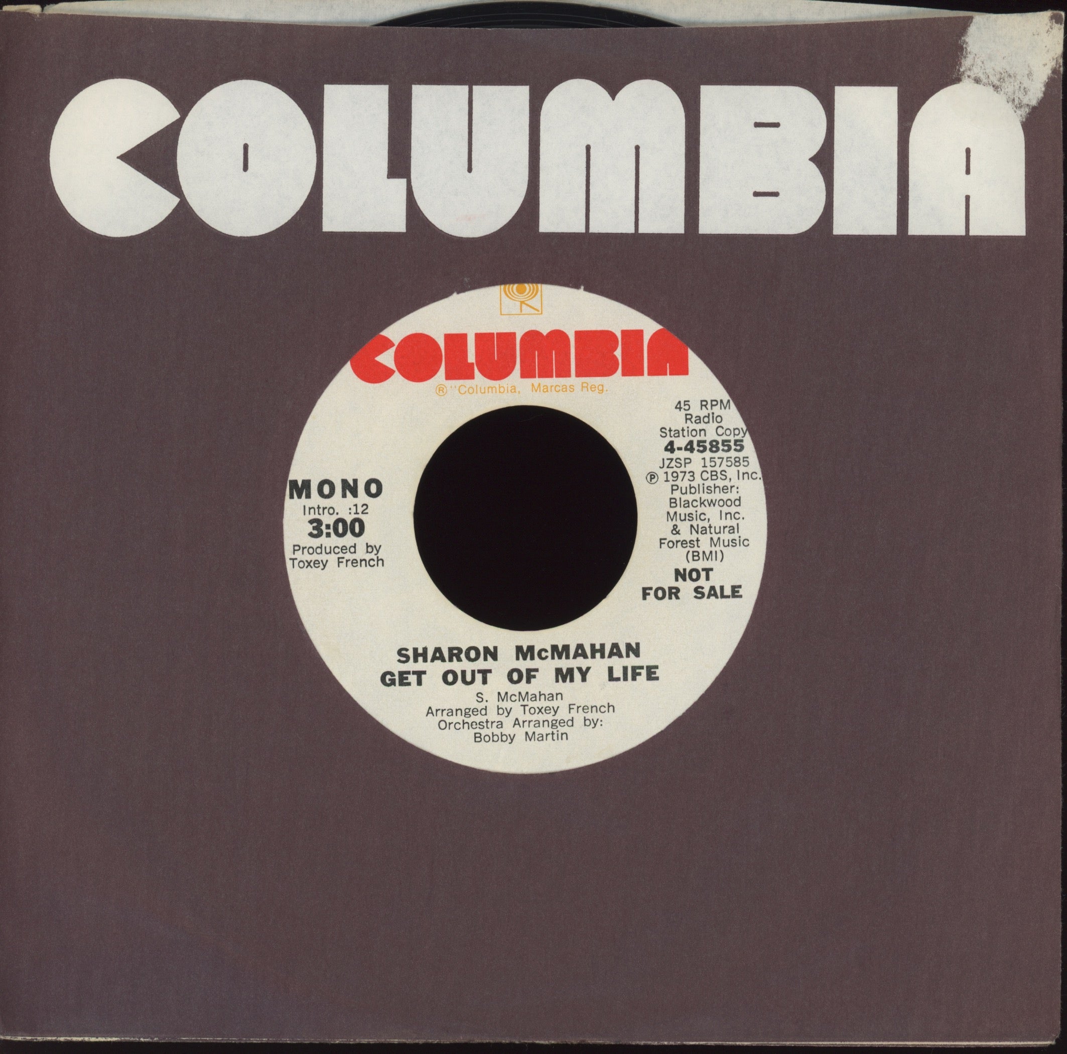 Sharon McMahan - Get Out Of My Life on Columbia Promo 70s Soul 45