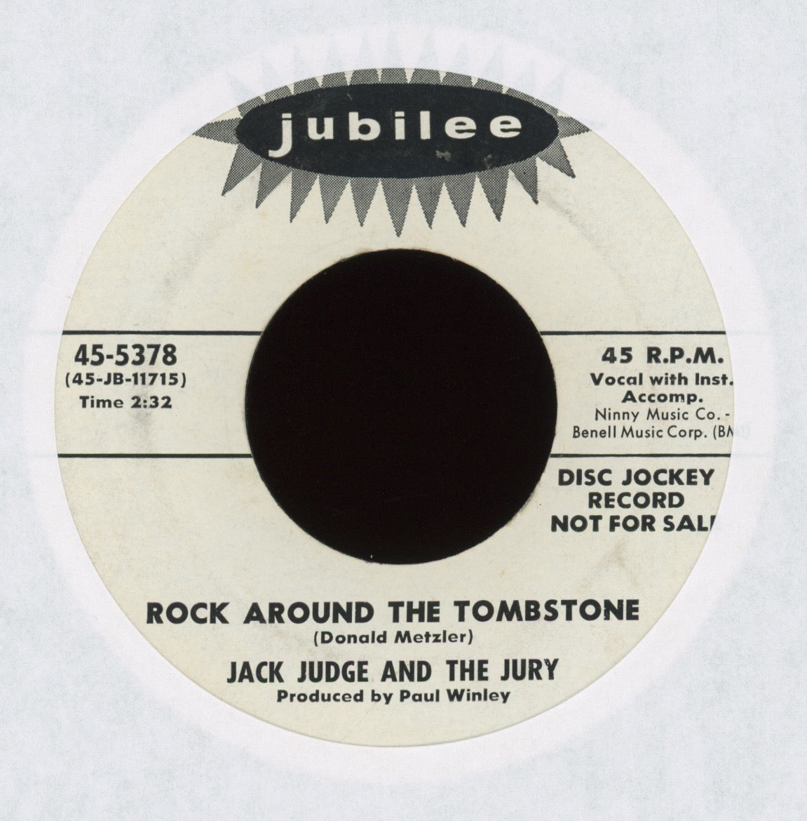 Jack Judge And The Jury - Rock Around The Tombstone on Jubilee Promo Halloween Horror Rocker 45