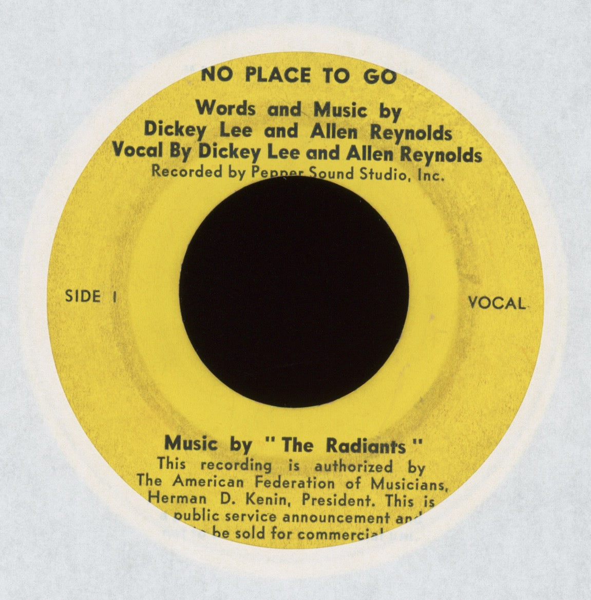 Randy & The Radiants - No Place To Go Public Service Announcement Rock 45