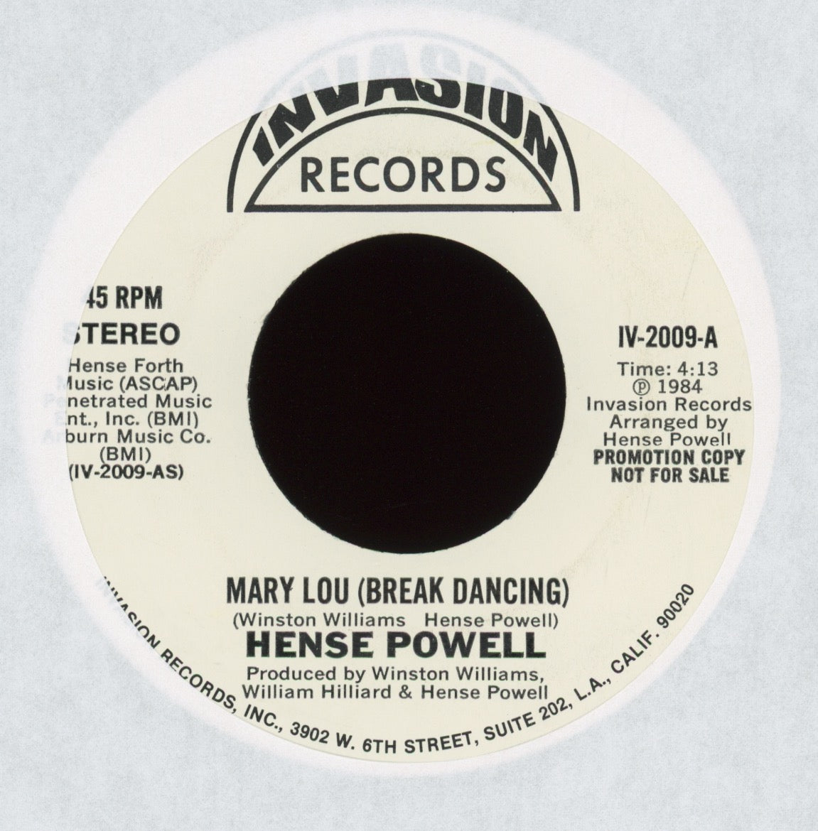 Hense Powell - Mary Lou (Break Dancing) on Invasion Promo Rap 45