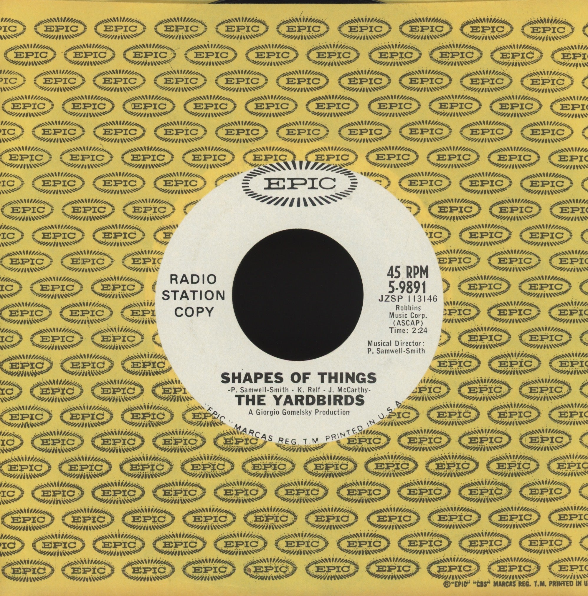 The Yardbirds - Shapes Of Things on Epic Promo Rock 45