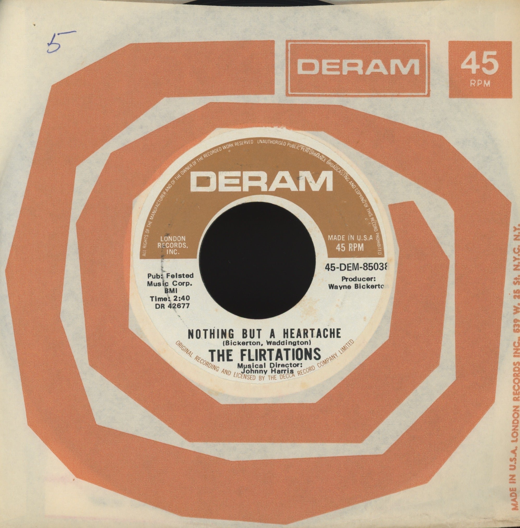 The Flirtations - Nothing But A Heartache on Deram Northern Soul 45