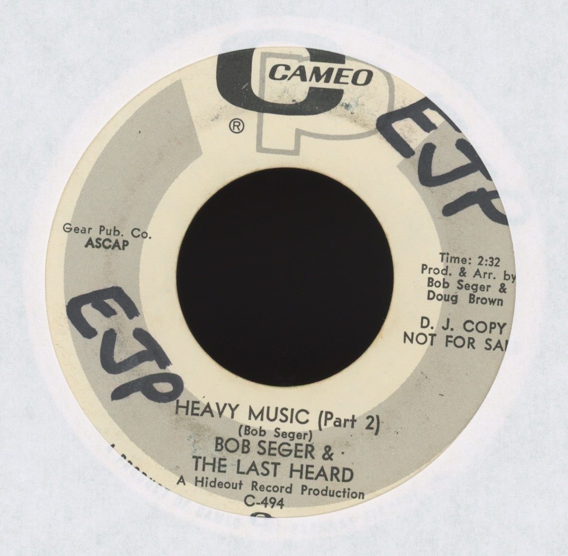 Bob Seger And The Last Heard - Heavy Music on Cameo Parkway Promo Garage 45