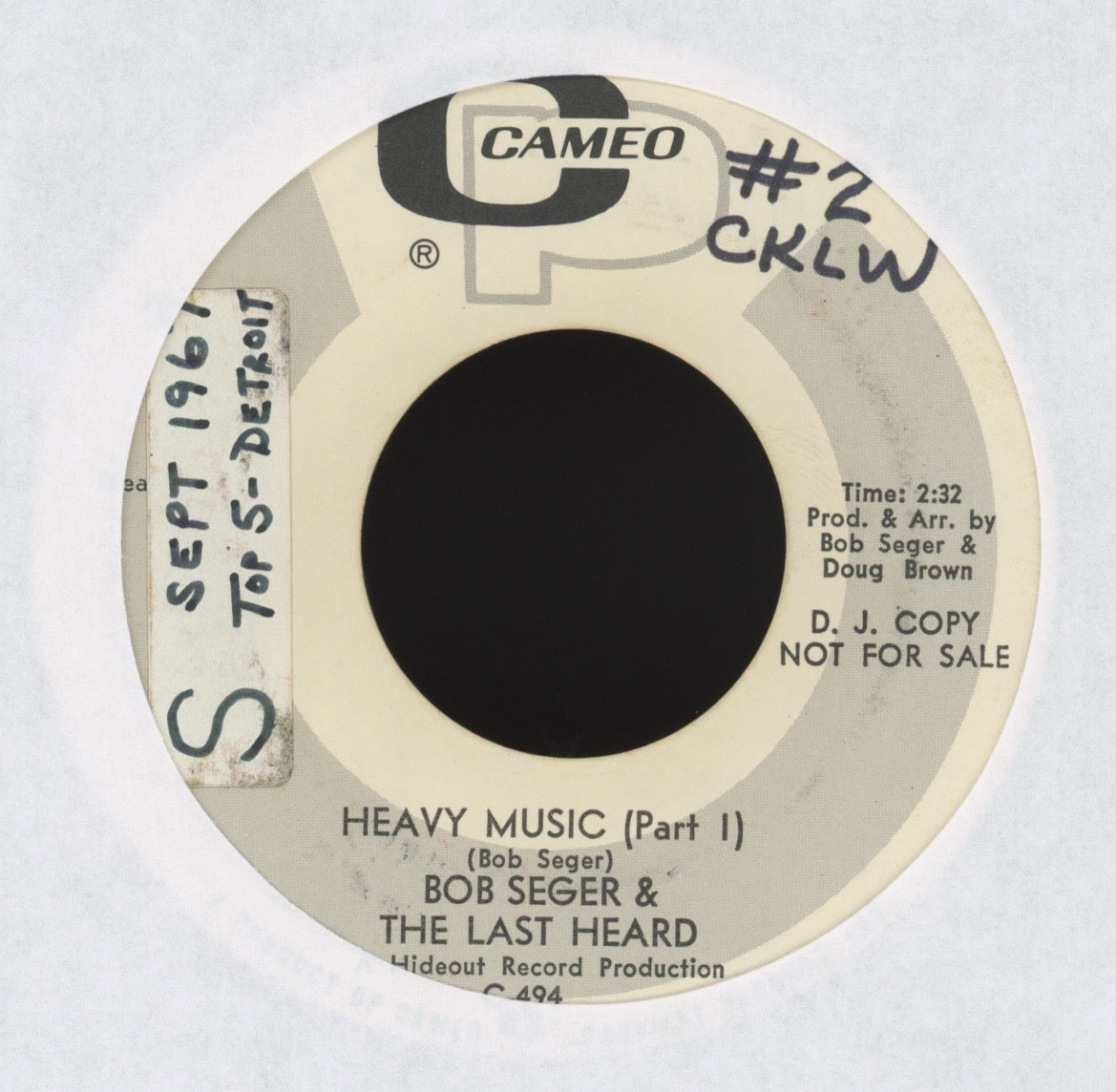 Bob Seger And The Last Heard - Heavy Music on Cameo Parkway Promo Garage 45