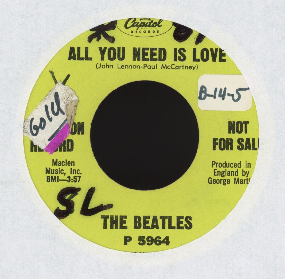The Beatles - All You Need Is Love on Capitol Promo 45