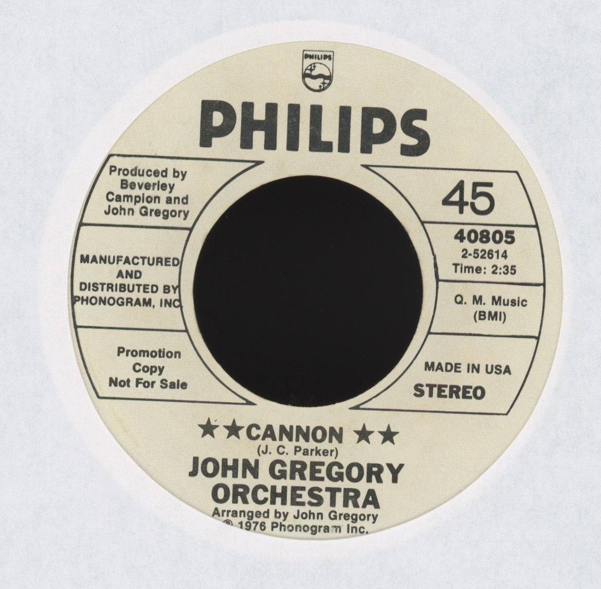 John Gregory And His Orchestra - The Streets Of San Francisco on Philips Promo Jazz Funk 45
