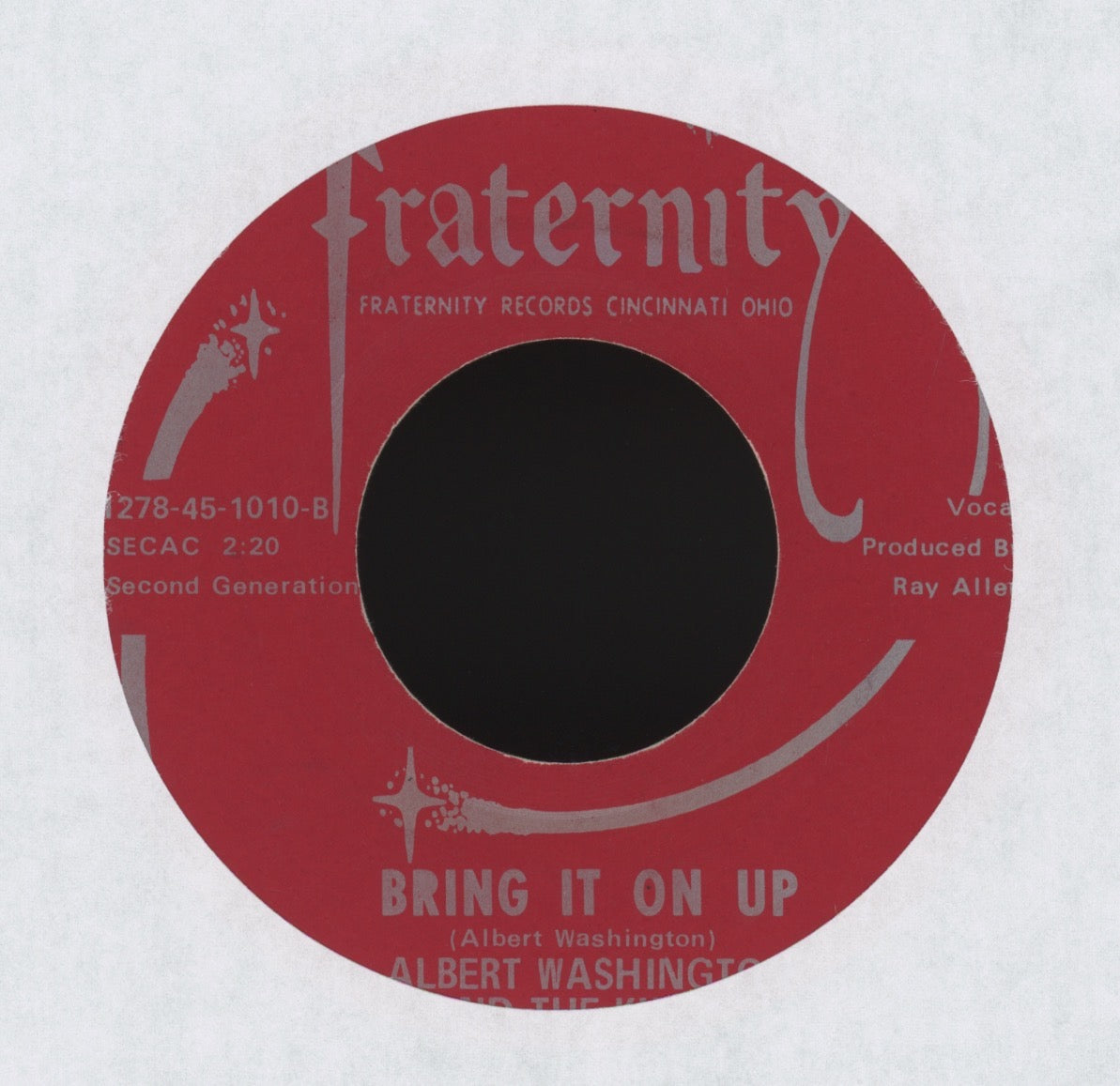 Albert Washington And The Kings - Bring It On Up on Fraternity R&B 45