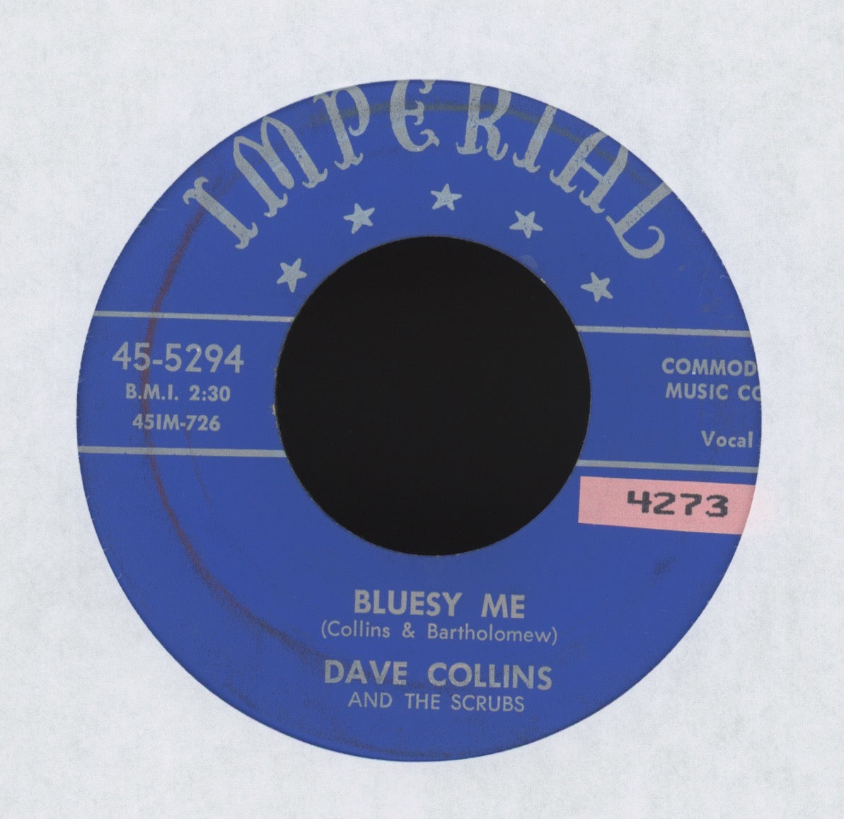 Dave Collins And The Scrubs - Bluesy Me on Imperial R&B 45