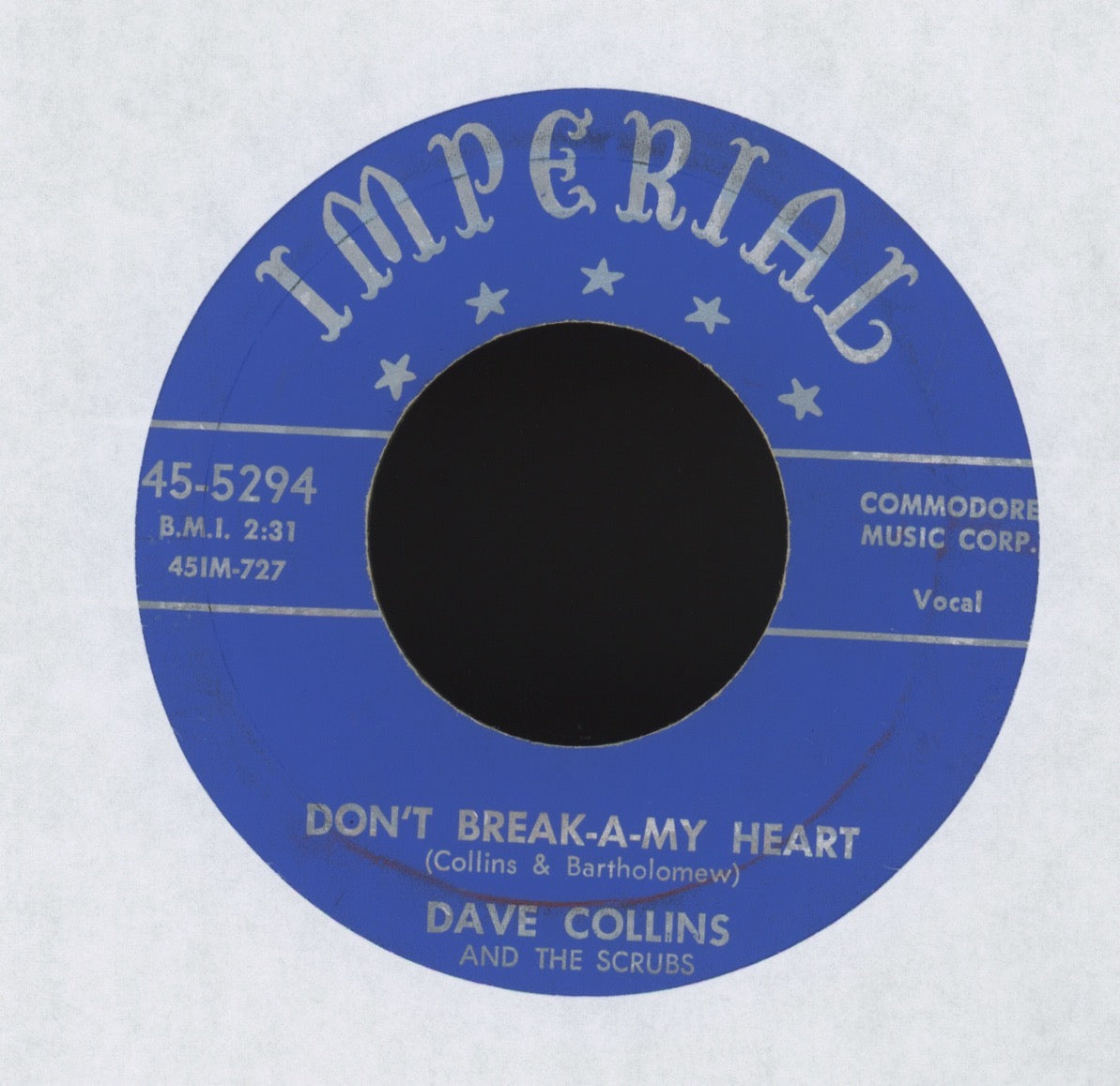 Dave Collins And The Scrubs - Bluesy Me on Imperial R&B 45