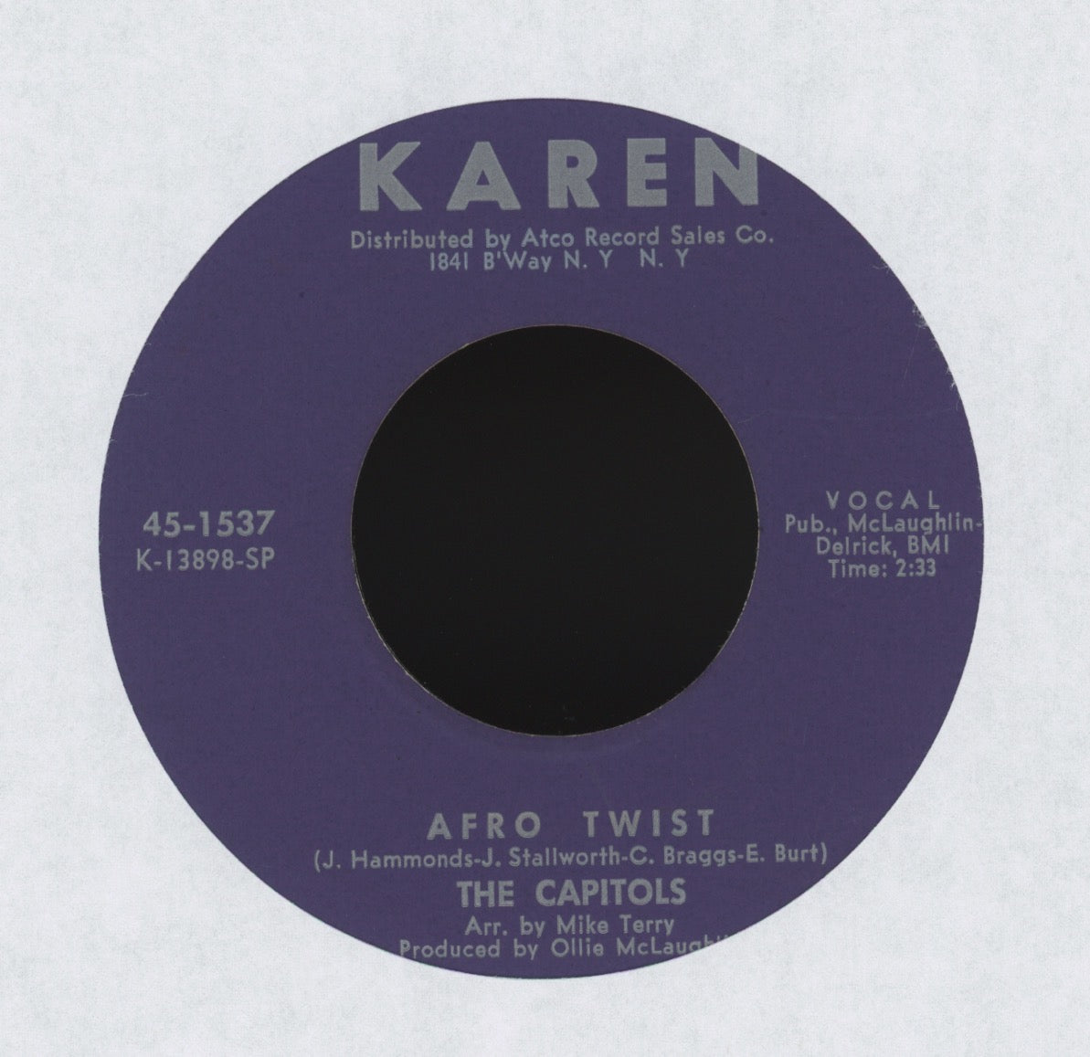 The Capitols - Afro-Twist / Cool Jerk '68 on Karen Soul Funk 45