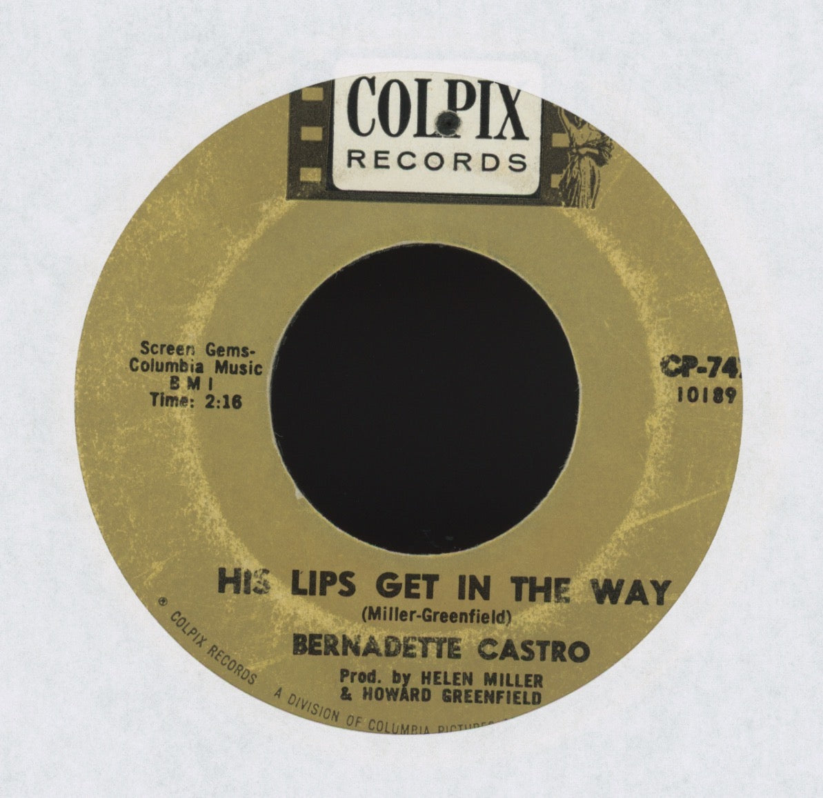 Bernadette Castro - His Lips Get In The Way on Colpix R&B Popcorn 45