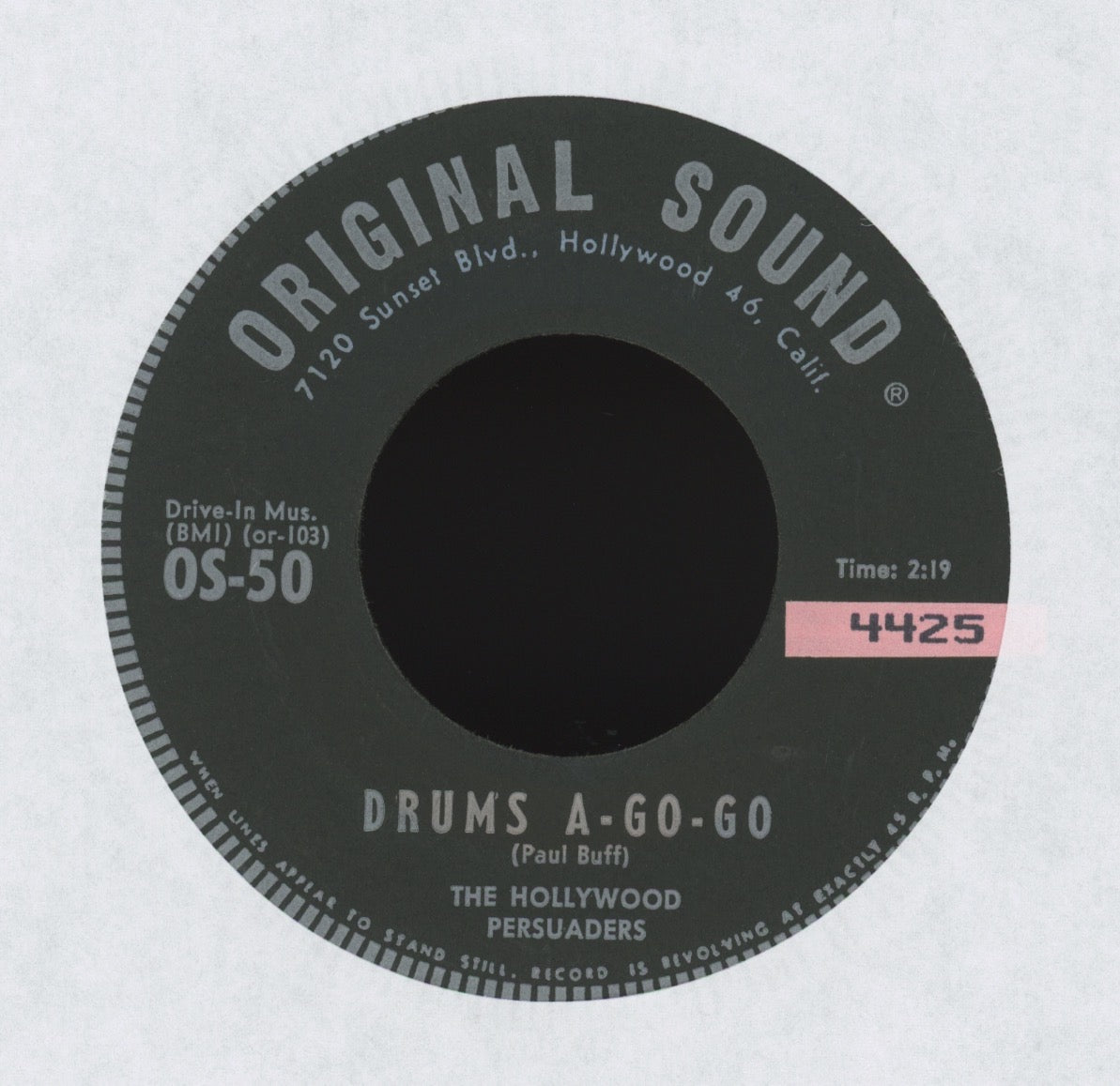 The Hollywood Persuaders- Drums A-Go-Go on Original Sound Surf 45