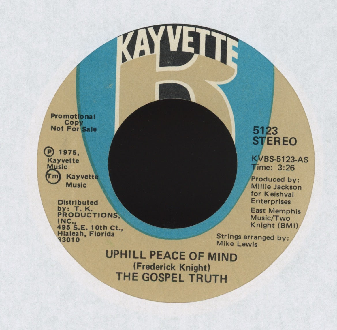 The Gospel Truth - Uphill Peace Of Mind on Kayvette Promo Gospel Soul 45