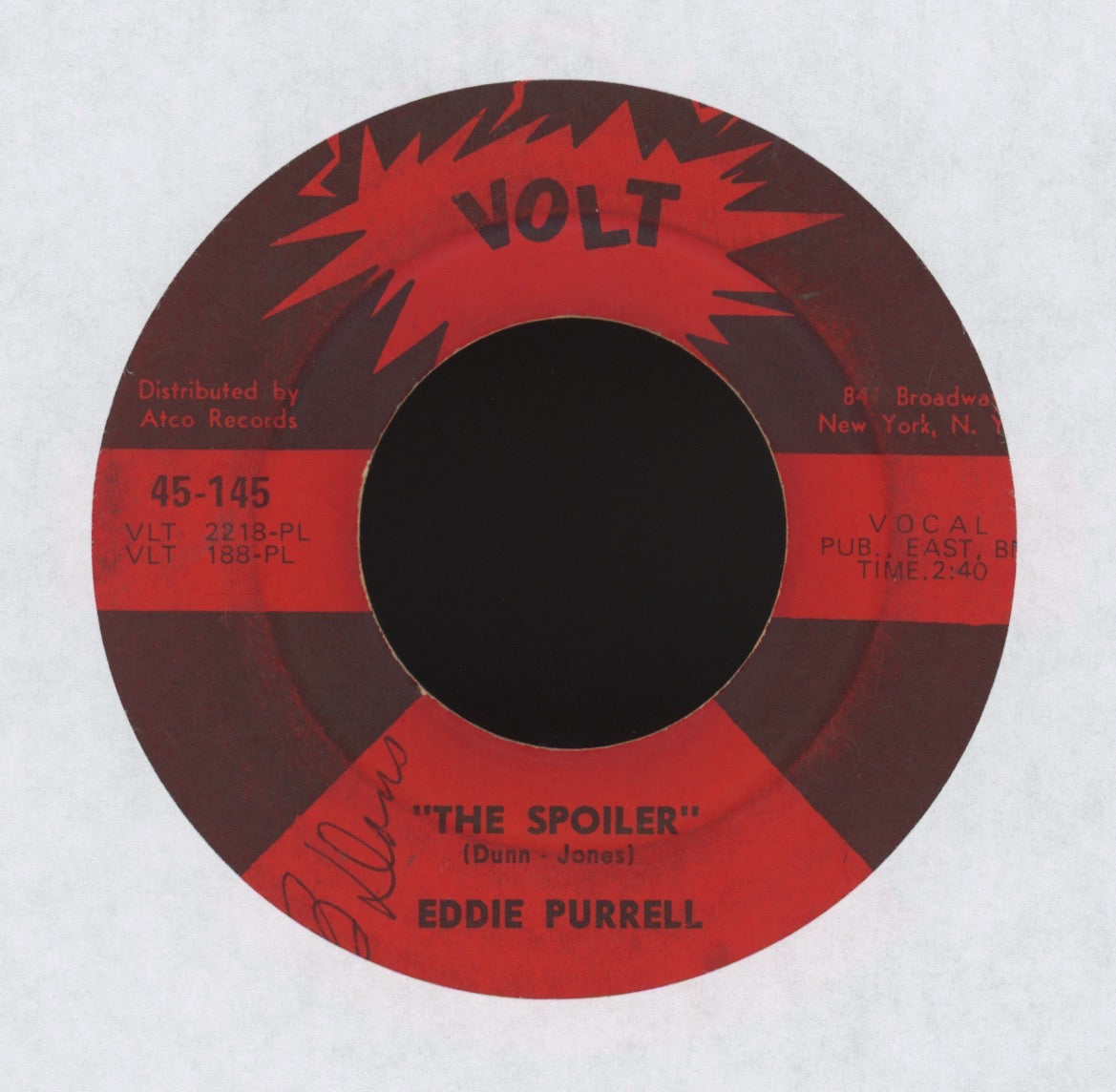 Eddie Purrell - The Spoiler on Volt Northern Soul 45