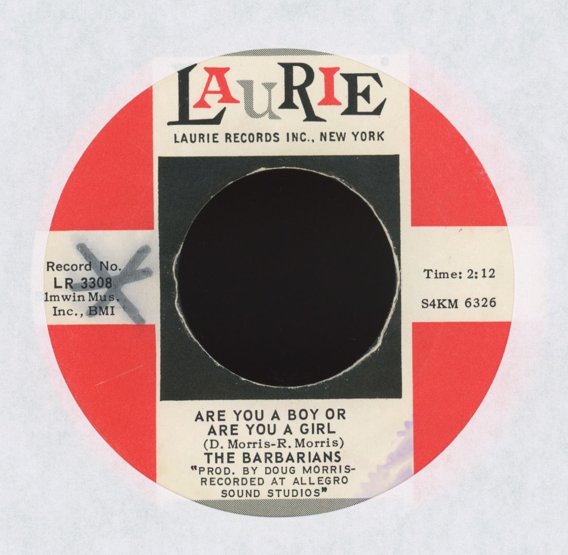 The Barbarians - Are You A Boy Or Are You A Girl on Laurie Garage 45
