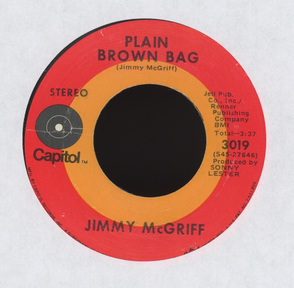 Jimmy McGriff - The Bird / Plain Brown Bag on Capitol Jazz Funk 45